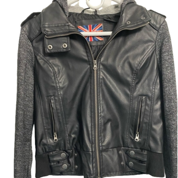 Miss London Jacket Junior‎ Pleather Jacket Black Size Large - Picture 1 of 10